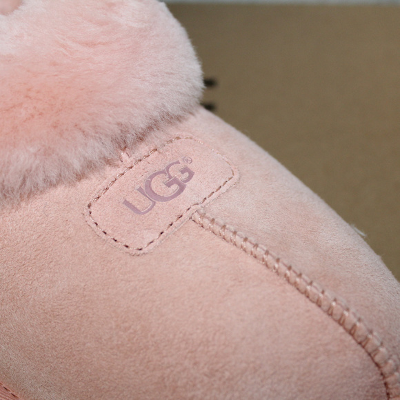 UGG COQUETTE PEACH PINK SUEDE SHEARLING SLIPPERS - Picture 3 of 7
